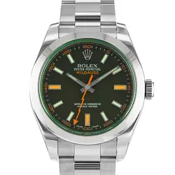 ROLEX MILGAUSS 116400GV BLACK DIAL GREEN CRYSTAL STEEL OYSTER MENS WATCH