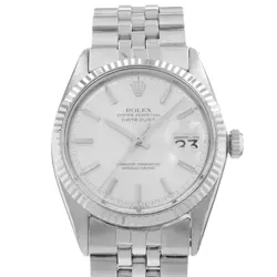 ROLEX DATEJUST 36 1601 SILVER PAN DIAL STEEL JUBILEE MENS WATCH