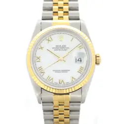 ROLEX DATEJUST T WHITE ROMAN  16233  STAINLESS STEEL/YG 1996  MENS WATCH