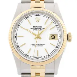 ROLEX MENS DATEJUST 16233 WHITE DIAL 18K GOLD & STEEL WATCH W/ ROLEX BAND