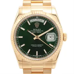 ROLEX DAY-DATE 118238 YG AT GREEN-FACE 5 EXTRA LINKS