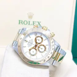 ROLEX 40MM 2 TONE WHITE INDEXES DAYTONA REF: 16523 (U SERIES)