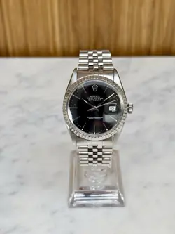 1979 ROLEX DATEJUST 116030 BLACK DIAL ENGINE TURNED BEZEL JUBILEE BRACELET