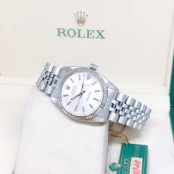 ROLEX 31MM OYSTER PERPETUAL SILVER STICKS DIAL DATEJUST REF: 6827 (1980)