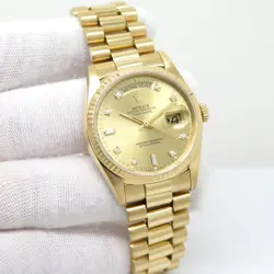 ROLEX 18238 DAY DATE 18K YELLOW GOLD WITH CHAMPAGNE DIAMOND DIAL