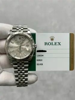 ROLEX DATEJUST 126334 WITH CARD 18K WHITE GOLD STAINLESS STEEL JUBILEE BRACELET