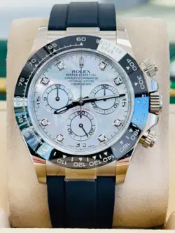 ROLEX DAYTONA 18K WHITE GOLD FACTORY MOP DIAMOND DIAL OYSTERFLEX 116519LN LNIB
