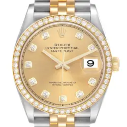 ROLEX DATEJUST STEEL YELLOW GOLD DIAMOND MENS WATCH 126283 BOX CARD