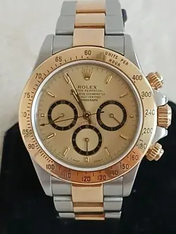 ROLEX DAYTONA COSMOGRAPH ZENITH TWO-TONE CHAMPAGNE 40MM 16523 GOLD BUCKLE WATCH
