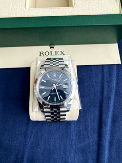 2023 ROLEX DATEJUST 126300 STAINLESS STEEL JUBILEE BRACELET WITH BLUE MOTIF DIAL