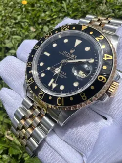 ROLEX GMT-MASTER II 40MM 16713 BLACK DIAL TT 18KT TWO TONE JUBILEE WATCH