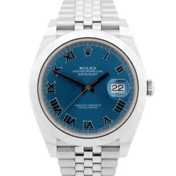 2024 NEW PAPERS ROLEX DATEJUST 41 AZZURRO BLUE STEEL JUBILEE 41MM 126300 BOX