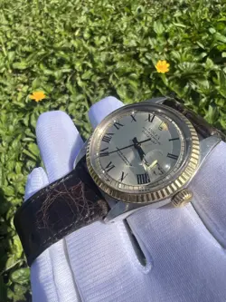 ROLEX DATEJUST 1601 TWO-TONE BUCKLEY DIAL ORIGINAL LEATHER STRAP & BUCKLE 36MM