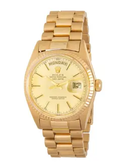 ROLEX DAY-DATE 36 18038, YELLOW GOLD, LIMONCELLO INDEX DIAL, PRESIDENT BRACELET