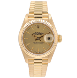 ROLEX DATEJUST WOMENS 18K YELLOW SOLID GOLD PRESIDENT WATCH 69178 2MM