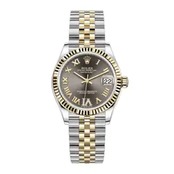 ROLEX DATEJUST WATCH 31MM BROWN ROMAN NUMERALS DIAL YELLOW GOLD