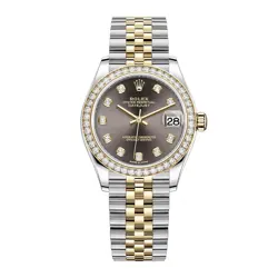 ROLEX DATEJUST WATCH 31MM GREY DIAMOND INDEX MARKERS DIAL YELLOW GOLD