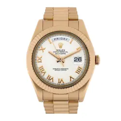ROLEX DAY-DATE II WATCH 41MM IVORY ROMAN NUMERALS DIAL ROSE GOLD