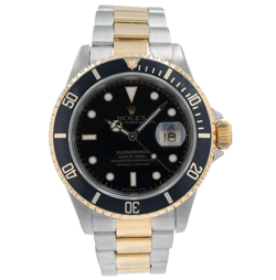 ROLEX SUBMARINER 16613 TWOTONE MENS WATCH BLACK DIAL OYSTER BAND 40MM