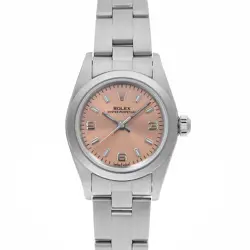 ROLEX OYSTER PERPETUAL 76080 PINK 369 WHITE BAR Z NUMBER SECOND HAND WOMEN