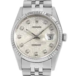 ROLEX DATEJUST 10P DIAMOND 16234G SILVER CARVING COMPUTER S NUMBER SECOND HA...