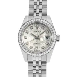 ROLEX DATEJUST BEZEL DIAMOND 10P DIAMOND 179384G SILVER CARVING COMPUTER G N...