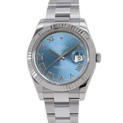 ROLEX DATEJUST 41MM STAINLESS STEEL 18K WHITE GOLD BLUE DIAL 116334