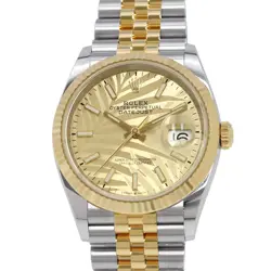 ROLEX DATEJUST 36 36MM STEEL 18K YELLOW GOLD GOLDEN PALM MOTIF DIAL 126233