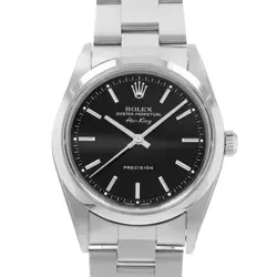 ROLEX AIR KING 1400M 34MM BLACK INDEX STEEL OYSTER SMOOTH MENS WATCH 2001
