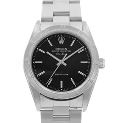 ROLEX AIR KING 14010 34MM BLACK INDEX STEEL OYSTER AUTOMATIC MENS WATCH 1999