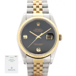 ROLEX DATEJUST Y ONYX 2PD  16233 2BR  STAINLESS STEEL/YG 2002  MENS WATCH