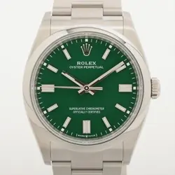 ROLEX OYSTER PERPETUAL 126000 SS AT GREEN-FACE 2 EXTRA LINKS