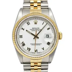 ROLEX DATEJUST 16233 WHITE ROMAN SS YG AUTOMATIC MEN'S PRE-OWNED