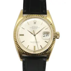 ROLEX DATEJUST LEAF HANDS 1601/8 YELLOW GOLD CHAMPAGNE AUTOMATIC 35MM PRE-OWNED