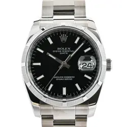 ROLEX OYSTER PERPETUAL DATE WATCH 115210 BLACK MEN'S