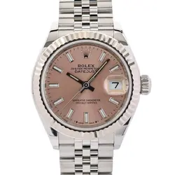ROLEX DATEJUST 28 WOMEN'S WATCH PINK STAINLESS STEEL WHITE GOLD