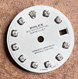 LADY'S ROLEX DATEJUST GENUINE FACTORY BIG DIAMOND DOT FOR 26MM DIAL WATCH SILVER