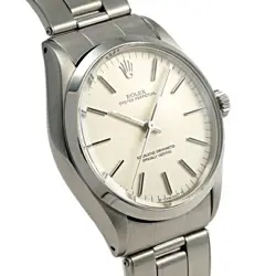Rolex Oyster Perpetual 34 1002 Silver Bar Dial Unisex Watch Used