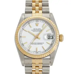 ROLEX DATEJUST 31 78273 WHITE BAR DIAL USED LADIES WATCH