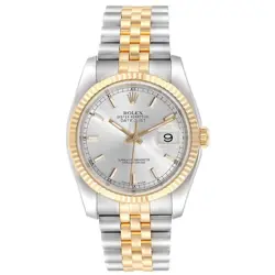 ROLEX DATEJUST 36MM 18K GOLD / STEEL WRISTWATCH WITH SILVER DIALL. (REF# 116233)