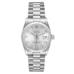 ROLEX 31MM DATEJUST PRESIDENT 18K WHITE GOLD WATCH WITH DIAMOND DIAL. (68279)