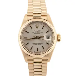 LADIES ROLEX DATEJUST PRESIDENT 26MM SILVER 18K YELLOW GOLD AUTOMATIC WATCH 6917