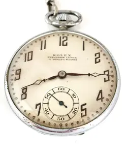 ROLEX PRECISION LEVER SMALL SECONDS ANTIQUE WHITE DIAL HAND WINDING POCKET WATCH