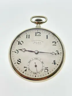 ROLEX CHRONOMETER 21 RUBIS REF.5798 ANTIQUE WHITE DIAL HAND WINDING POCKET WATCH