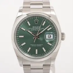 ROLEX DATEJUST 126200 SS AT GREEN-FACE 2 EXTRA LINKS