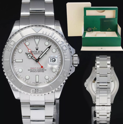 MINT ROLEX YACHT-MASTER PLATINUM STAINLESS STEEL OYSTER DATE 40MM WATCH