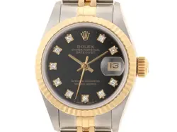 ROLEX DATEJUST 69173G AUTOMATIC /YG N# BLACK10PD INDEXES #100