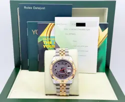 ROLEX DATEJUST TURNOGRAPH 116263 GRAY DIAL 18K GOLD STAINLESS STEEL BOX PAPER