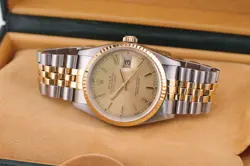 ROLEX DATEJUST 16233 GOLD AND SILVER JUBILEE BRACELET WITH GOLD BEZEL PAPERS BOX