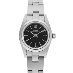 ROLEX OYSTER PERPETUAL 76080 BLACK BAR D NUMBER SECOND HAND WOMEN